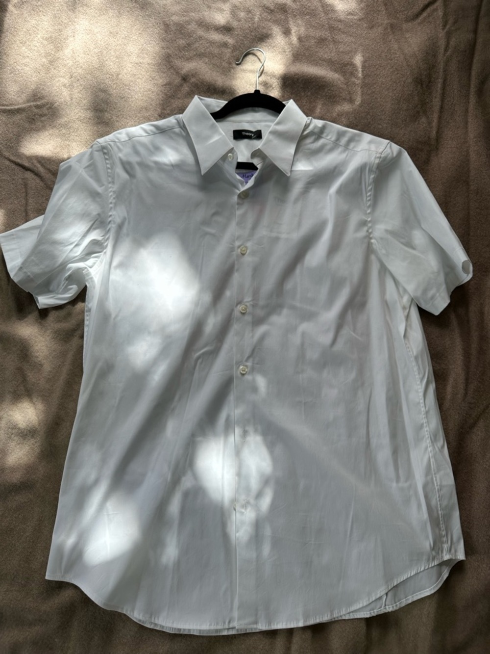Theory White Short-Sleeve Dress Shirt